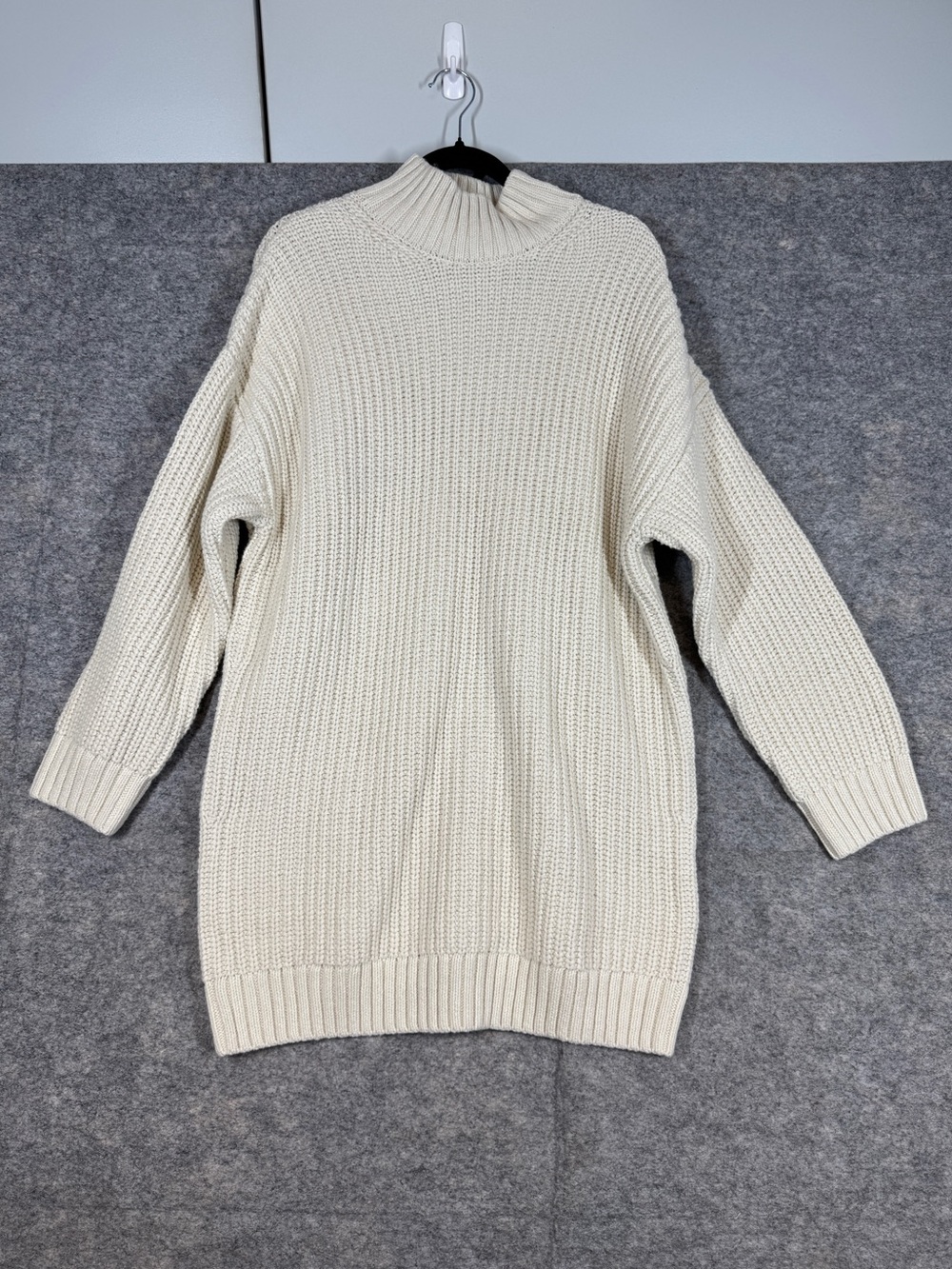 Gap Wool Cotton Blend Chunky Knit Mock Neck Sweater Medium Relaxed Fit Fall Chic